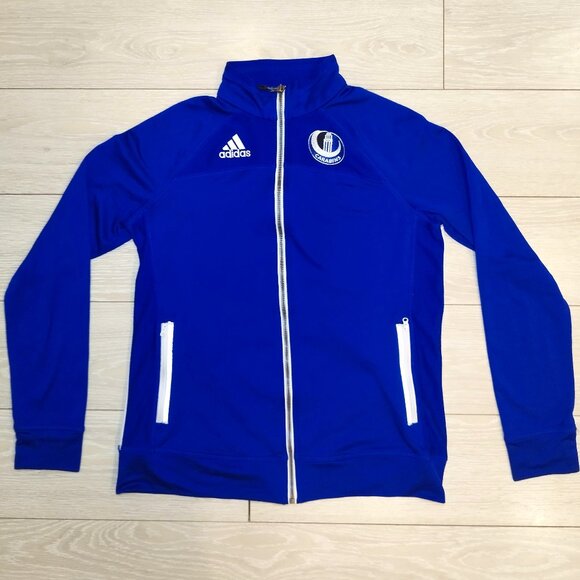 Adidas Track Jacket Women's - Size M - Blue Climalite with Carabins Logo - Picture 1 of 9